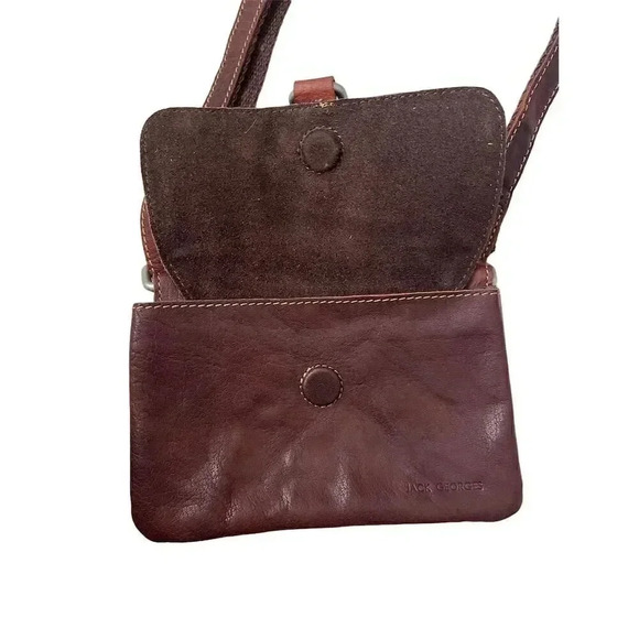 Jack Georges Brown Leather Crossbody Bag Adjustable Strap - Picture 7 of 11